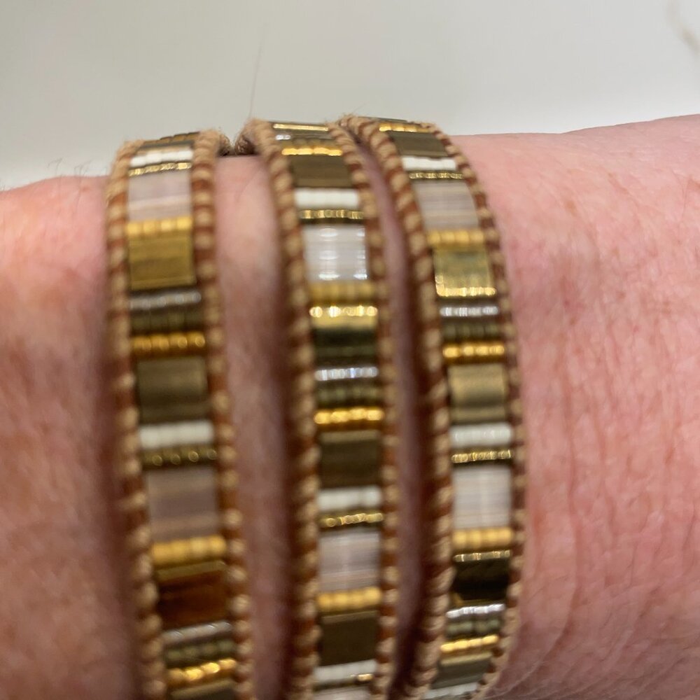 Chan Luu Three Wrap Bracelet with Assorted Gemstones